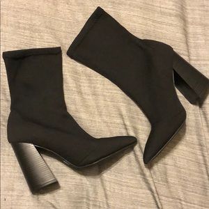 Black fabric heels